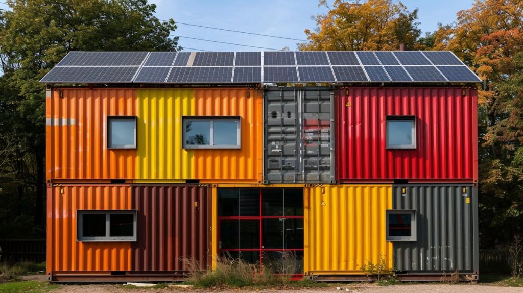 maison conteneur avec panneau solaire